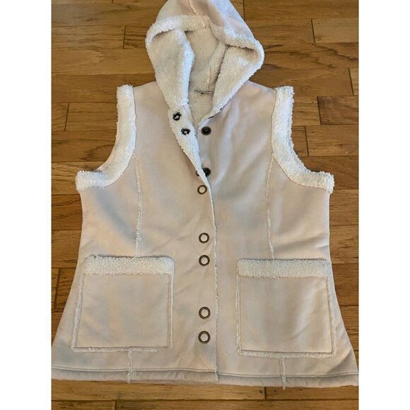 Telluride Clothing Company Women's Sherpa-Lined Hooded Vest w Buttons & Pockets - Picture 1 of 10
